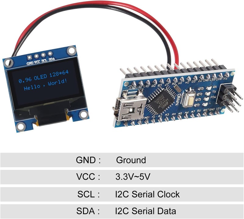 AiTrip وحدة عرض OLED I2C IIC بحجم 0.96 بوصة 12864 128x64 بكسل SSD1306 شاشة OLED صغيرة ذات إضاءة ذاتية متوافقة مع Arduino Raspberry Pi (دبابيس غير ملحومة زرقاء) - Image 3
